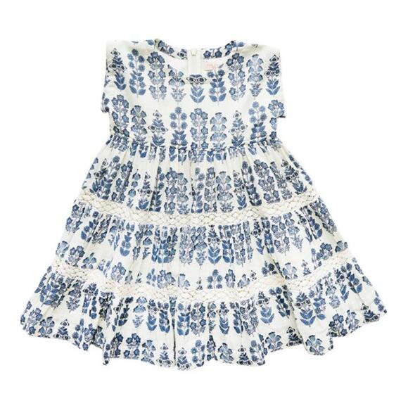 Pink Chicken Girls Blue Field Floral Peachy Dress Size 2Y - Picture 1 of 5